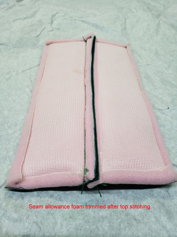 Top stitched - seam allowance foam trimmed